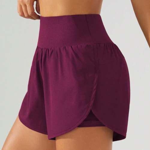 High Waist Slit Hem Sports Shorts