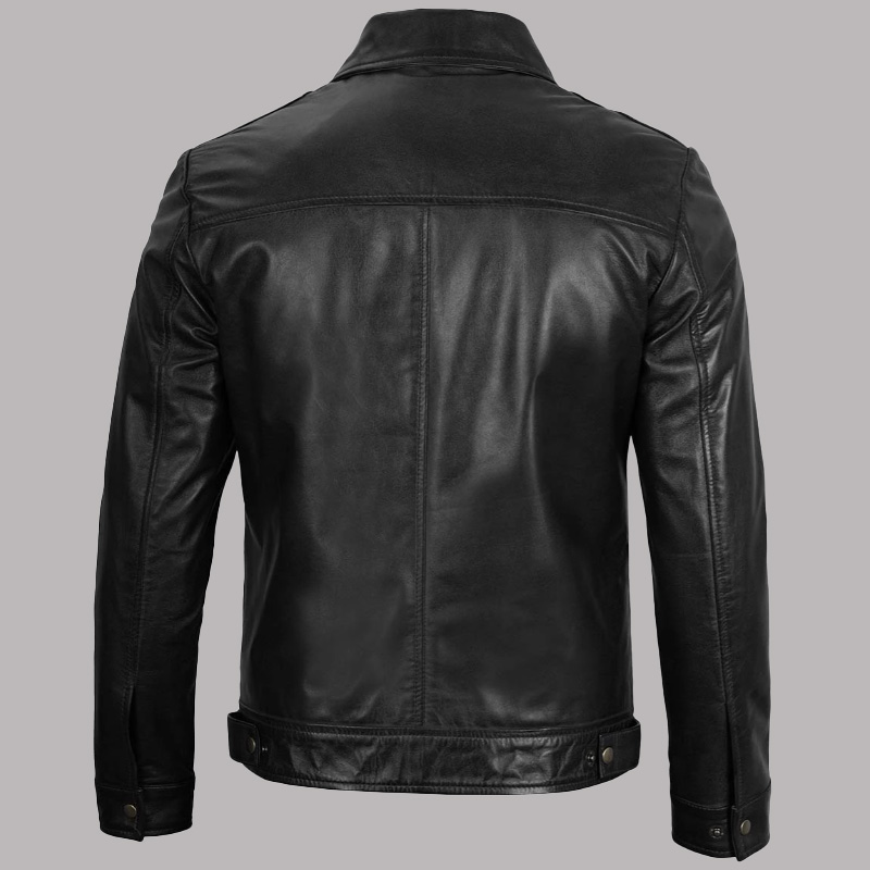 Classic Black Harrington Leather Jacket - Image 2