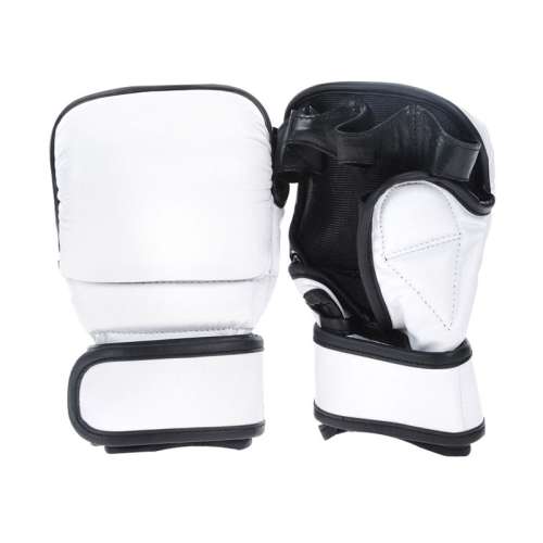 MMA Gloves – White/Black Padded Training Gloves