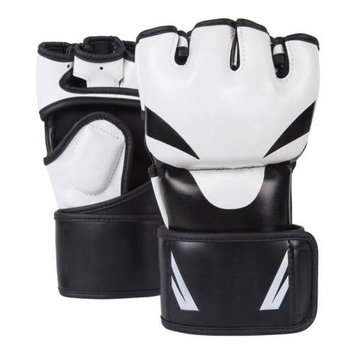 MMA Gloves – Black/White Heavy-Duty Combat Gloves