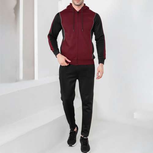 Men Burgundy & Black Tracksuit