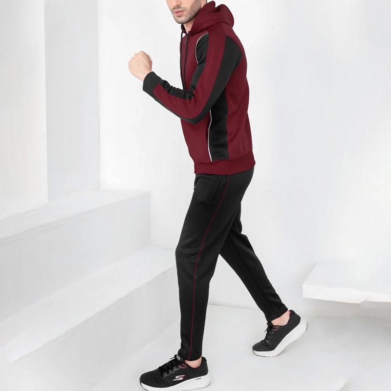 Men Burgundy & Black Tracksuit - Image 2