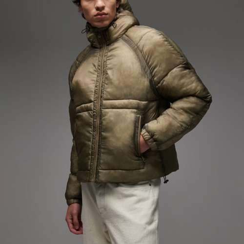 Washed Khaki Puffer with Hood