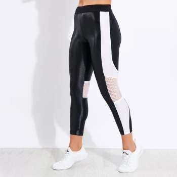 Black & White Mesh Panel Leggings