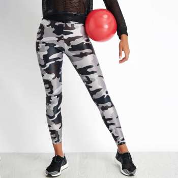 Grey Camo Print Leggings